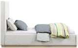 Alfie Bed - Luxurious Linen Upholstered Full Bed with Tall Headboard and Solid Wood Base Design