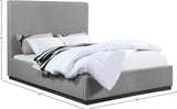 Alfie Bed - Luxurious Linen Upholstered Full Bed with Tall Headboard and Solid Wood Base Design