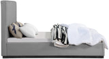Alfie Bed - Luxurious Linen Upholstered Full Bed with Tall Headboard and Solid Wood Base Design