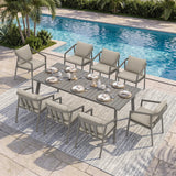 Amalfi 9-Piece Rectangular Patio Dining Set with 8 Ergonomic Armchairs