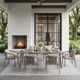 Amalfi Rectangular Aluminum Patio Dining Set with 6 Dining Chairs