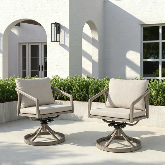 Amalfi 360° Swivel Rocking Aluminum Patio Dining Chair Set of 2