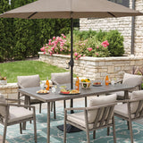 Amalfi 81.75" Rectangular Hand-Brushed Wood Grain Aluminum Patio Dining Table