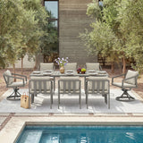 Amalfi Rectangular Aluminum Table with 6 Fixed Chairs and 2 Swivel Chairs