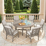 Amario 6 Person Aluminum Patio Round Dining Set With Sunbrella® Cushions