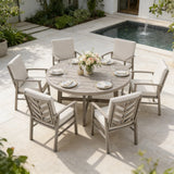 Amario 6 Person Aluminum Patio Round Dining Set With Sunbrella® Cushions