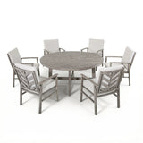 Amario 6 Person Aluminum Patio Round Dining Set With Sunbrella® Cushions