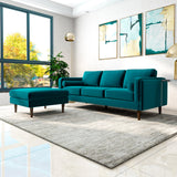 Amber  Square Upholstered Ottoman (Teal Velvet)