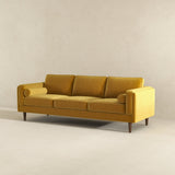 Amber Mid-Century Modern Yellow Luxury Velvet Sofa