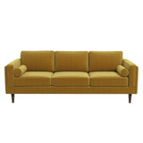 Amber Mid-Century Modern Yellow Luxury Velvet Sofa