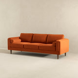 Amber Mid-Century Modern Burnt Orange Luxury Velvet Sofa