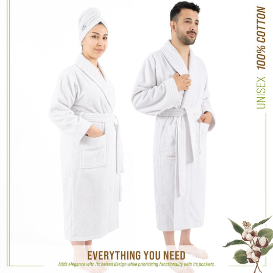 100% Cotton Turkish Bathrobe for Men & Women