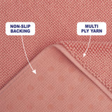 American Soft Linen 100% Cotton Bath Mat Rugs, 17x24 inches with Silicone Backing, Soft Absorbent Grip-Enhanced Bath Mats for Bathroom