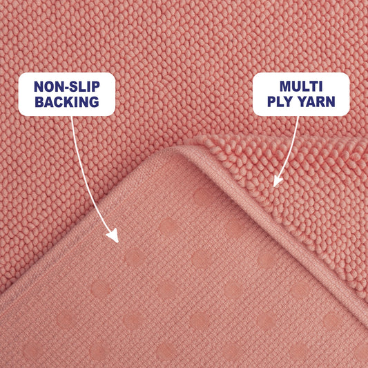 Cotton Bath Mat Rug 20x34 with Silicone Backing