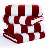 American Soft Linen, Premium Cotton 4 Pack Beach Towels, 30" x 60" Cabana Striped Pool Towels