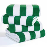 American Soft Linen, Premium Cotton 4 Pack Beach Towels, 30" x 60" Cabana Striped Pool Towels