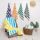 American Soft Linen, Premium Cotton 4 Pack Beach Towels, 30" x 60" Cabana Striped Pool Towels