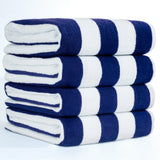 American Soft Linen, Premium Cotton 4 Pack Beach Towels, 30" x 60" Cabana Striped Pool Towels