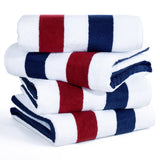 American Soft Linen, Premium Cotton 4 Pack Beach Towels, 30" x 60" Cabana Striped Pool Towels