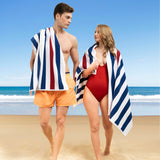 American Soft Linen, Premium Cotton 4 Pack Beach Towels, 30" x 60" Cabana Striped Pool Towels