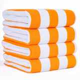 American Soft Linen, Premium Cotton 4 Pack Beach Towels, 30" x 60" Cabana Striped Pool Towels