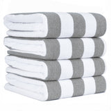 American Soft Linen, Premium Cotton 4 Pack Beach Towels, 30" x 60" Cabana Striped Pool Towels