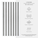 American Soft Linen, Premium Cotton 4 Pack Beach Towels, 30" x 60" Cabana Striped Pool Towels