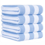 American Soft Linen, Premium Cotton 4 Pack Beach Towels, 30" x 60" Cabana Striped Pool Towels
