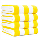 American Soft Linen, Premium Cotton 4 Pack Beach Towels, 30" x 60" Cabana Striped Pool Towels