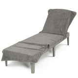 American Soft Linen Chaise Lounge Covers with Pocket, Premium Cotton, 86x32 Inches