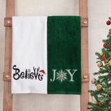 American Soft Linen Christmas Towels Bathroom Set, 2 Packed Embroidered Decorative 100% Cotton Hand Towels, Dish Towels for Decor Xmas - 60 Set Case Pack