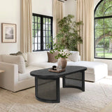 Aodai 48" Oak Wood & Rattan Oval Coffee Table