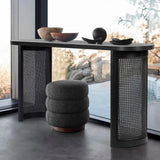 Aodai 60" Modern Oak Wood & Rattan Console Table
