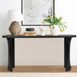 Aodai 60" Modern Oak Wood & Rattan Console Table