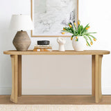 Aodai 60" Modern Oak Wood & Rattan Console Table