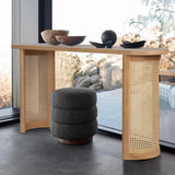 Aodai 60" Modern Oak Wood & Rattan Console Table