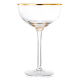 Vintage Crystal Champagne Coupe Gold Rim Glasses | Set of 2 | 7 oz