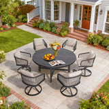 Asheville 7 Pieces Patio Round Dining Set With Swivel Rocking Chair