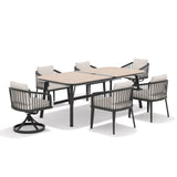 Asheville 7 Pieces Patio Rectangular Dining Table Set