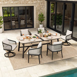 Asheville 7 Pieces Patio Rectangular Dining Table Set