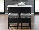 Aspen 3-Piece White Marble Kitchen Island Set (Island & 2 Side Chairs)