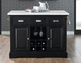 Aspen 3-Piece White Marble Kitchen Island Set (Island & 2 Side Chairs)
