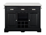 Aspen 3-Piece White Marble Kitchen Island Set (Island & 2 Side Chairs)