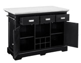 Aspen 3-Piece White Marble Kitchen Island Set (Island & 2 Side Chairs)