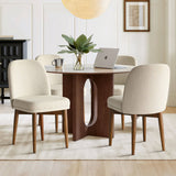 Athena Linen Upholstered Solid Wood Dining Chairs (Set of 6)
