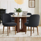 Athena Linen Upholstered Solid Wood Dining Chairs (Set of 2)