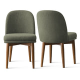 Athena Linen Upholstered Solid Wood Dining Chairs (Set of 2)