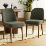 Athena Linen Upholstered Solid Wood Dining Chairs (Set of 4)