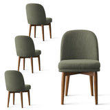 Athena Linen Upholstered Solid Wood Dining Chairs (Set of 4)