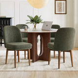 Athena Linen Upholstered Solid Wood Dining Chairs (Set of 6)